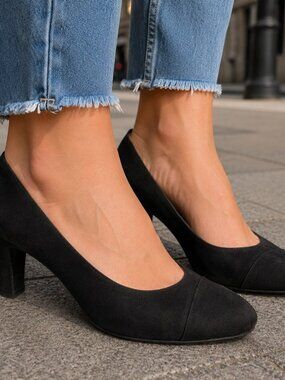 CHANEL Pumps Shoes Heels Black Satin Women's 39/US 8 Vintage